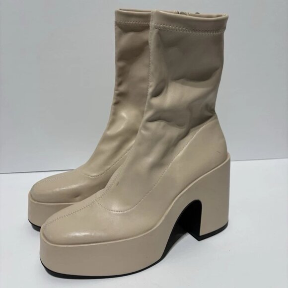 Zara Women’s Platform Heeled Platform Booties, Size US 9M, EUR 40 - Picture 5 of 6